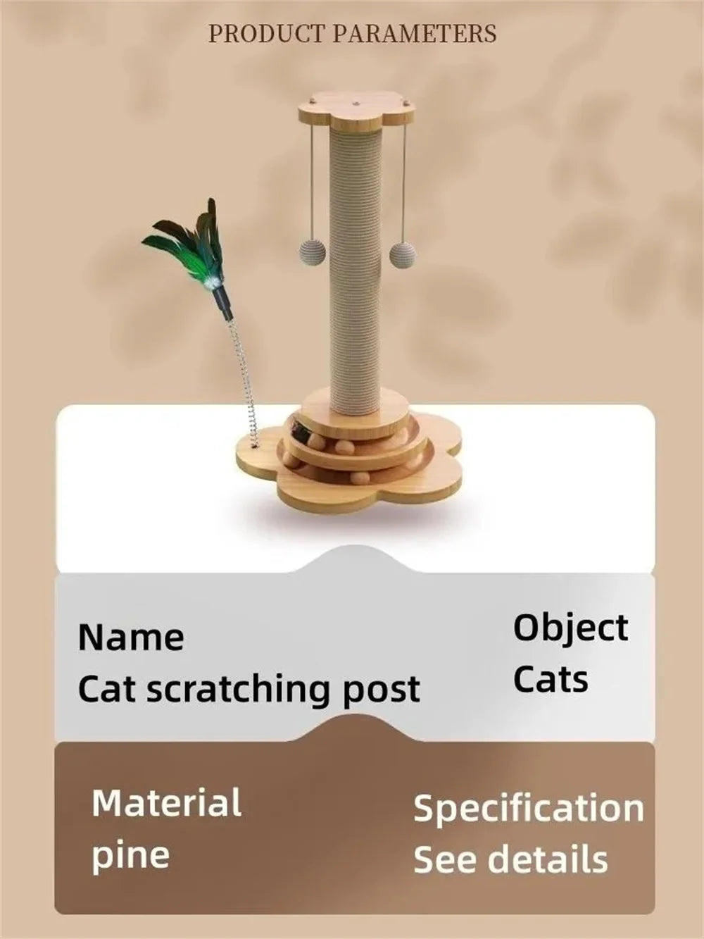 Arranhador de Madeira com Brinquedo Interativo - Turntable para Gatos